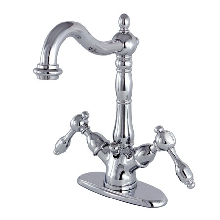 Kingston Brass Tudor 2-Handle Bathroom Faucet W/Brass Pop-Up & Cover Plate, Chrome KS1431TAL